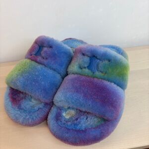 Celine Multicolor Fuzzy Sandals